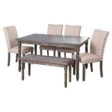 4.1 out of 5 stars 190. 6pc Burntwood Parson Dining Set With Bench Weathered Gray Buylateral Target