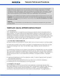 Hospital, and department policies and procedures. Equal Opportunities Policy Sample Free Download
