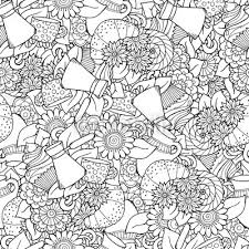 seamless tea and coffee doodle pattern