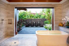 Tropical bathroom with bath below floor level. Tropical Bathroom Decor Archi Living Com