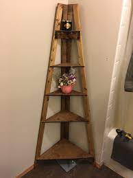Because this corner of the deck gets lots of natural sunlight, she was inspired to build a plant stand and use pinterest for design inspiration to construct a potting bench style ladder table. 12 Corner Ladder Shelf Ideas Corner Ladder Shelf Shelves Diy Furniture