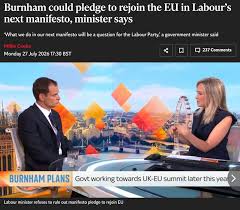 Very interesting - A minister has refused to rule out a pledge to rejoin in  the next Labour manifesto... Link to story in The Independent in comments