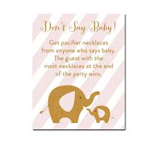 From invitations and thank you cards, to 12 super fun printable games, to decorative signs … we got you covered! Free Printable Baby Shower Blush Pink Gold Glitter Elephant Game Don T Say Baby Instant Download Instant Download Printables