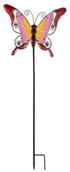 Sunset Vista Designs 38 Outdoor Glass Metal Butterfly Spring Stake Garden Statues Spring Garden Outdoor
