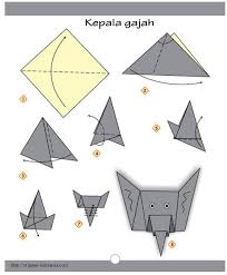 Kepala Gajah Jpg 494 600 Origami Elephant Origami Animals Origami