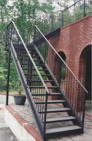 Exterior residential staircase with quarter turn and. Straight Metal Stairs Birmingham Al Allen Iron Works Birmingham Al