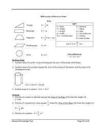 Ftce Math Reference Sheet