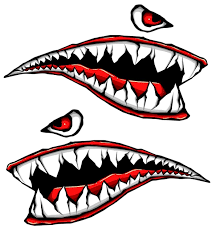 World War Fighter Tiger Shark Teeth Gel Side Body Kit Shark Teeth Motorcycle Stickers Nose Art