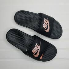 Black And Rose Gold Nike Slides Details About Nike Benassi Jdi Slide Black Rose Gold Women S Sandals Shoes Nwt Womens Gold Sandals Nike Benassi Women Slides