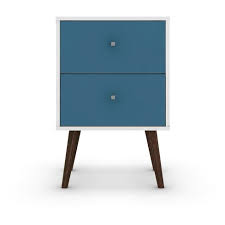 A round up of affordable mid century modern nightstands all under $200, the perfect addition to any modern master bedroom design! Liberty 2 0 Mid Century Modern Nightstand White Aqua Blue Manhattan Comfort Target