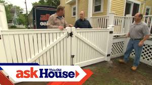 Typically, all you need to do is cut down the panel, then add the gate kit components with vinyl cement. How To Install A Vinyl Privacy Fence Ask This Old House Youtube