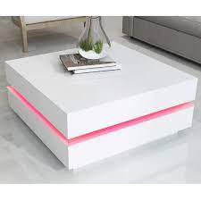 Buy Tiffany White High Gloss Cubic Led Coffee Table From Furniture123 The Uk S Leading Online Fu White Gloss Coffee Table Coffee Table White Tea Table Design