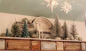 Decorating your kitchen for christmas? Christmas Vignette Christmas Bookshelf Christmas Decorations Decorating Above Kitchen Cabinets