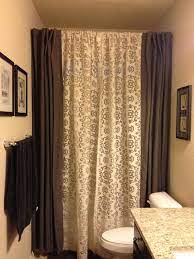 95 Or 102 Curtain Panels Instead Of A 72 Shower Curtain Double Rod With Plastic Liner In Back This Makes The Bat Bathroom Decor Home Decor Bathroom Themes