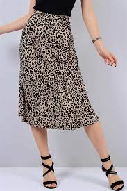 Krem Leopar Desen Bayan Etek 15263b Etek Leopar Deseni Leopar