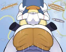 anthro ass back boob big butt breasts brown body dialogue english  text female female penetrated from behind hi res huge butt male malefemale  male penetrating male penetrating female mammal