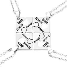 Puzzle piece necklace for 3 friends. Fj Bff Best Friend Forever Necklace Engraved Puzzle Sister Necklace For 3 4 Buy Online In Yemen At Yemen Desertcart Com Productid 128884342