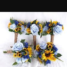 The modern navy blue stripes sunflower wedding invitation design, with sunflower wedding grab inspirational ideas from the many beautiful sunflower wedding bouquets and sunflower wedding themes. Pin By Lilybells Floral Etsy Shop Spe On Quick Saves In 2021 Blue Sunflower Wedding Sunflower Wedding Bouquet Sunflower Themed Wedding