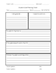 Student Self Monitoring Goal Setting Worksheets Teaching