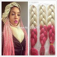 Aliexpress Com Buy 1pcs Ombre Kanekalon Braiding Hair Highlighted Hair Extensions Pink Blonde100g Croc Pink Box Braids Box Braids Styling Crochet Box Braids