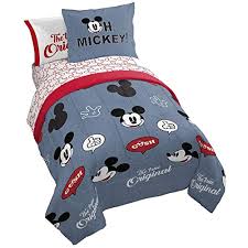 Each piece is made of 100 percent soft yet durable cotton and features an adorable mickey mouse pattern in shades of black and white against a red background. Buy Jay Franco Mickey Mouse Patches 5 Piece Twin Bed Set Offical Disney Product Online In Turkey B07rhw6nw7