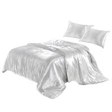 The silk duvet cover is woven from the purest silk, giving it an incomparable softness and sublime luster. Ruiboury Quilt Cover Artificial Silk Duvet Cover Zipper Sleeping Pillowcase Bedding Set Type 3 264x229cm White Walmart Canada