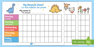 My Reward Chart Pack English Italian My Reward Chart