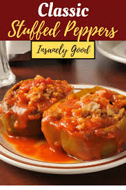 Stuffed Bell Peppers Recipe Easy Classic Recipe Stuffed Peppers Recipes Peppers Recipes