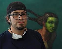 Artist and Kresge 2021 Visual Artist Fellow Peter Daniel Bernal in his  studio at 333 Midland. Photo made July 25, 2021. Photo: (c) 2021 Jeff  Cancelosi