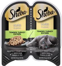 Sheba Perfect Portions Grain Free Tender Turkey Cuts In Gravy Entree Cat Food Trays 2 6 Oz Case Of 24 Twin Packs Chewy Com
