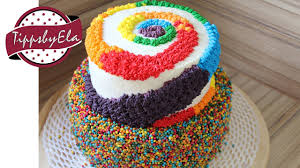 Hallo und herzlich willkommen bei einfachbacken. Zweistockige Torte Regenbogen Torte Bunte Torte Selber Machen Anleitung Deutsch Youtube