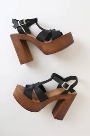 Faye Black Wooden Platform Sandals Wooden Platform Sandals Platform Sandals Heels Platform Sandals