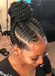 44 Gorgeous Braided Bun Hair Looks 2018 For Black Women Looking For Best Black Women Hairstyles T Cornrow Hairstyles Braided Bun Hairstyles Braided Hairstyles