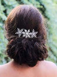 The Perfect Winter Wedding Hairpiece We Love This Snowflake Hair Comb Design And The Jeweled Piec Winter Wedding Hair Bridesmaid Hair Comb Wedding Hair Pieces