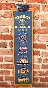 A virtual museum of sports logos, uniforms and historical items. Denver Nuggets Logo Evolution Heritage Banner Cbr Online Auction 2017