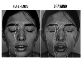 Realistic drawing with charcoal and graphite