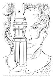 How To Draw Rey From Star Wars The Force Awakens Drawingtutorials101 Com Star Wars Drawings Star Wars Art Star Wars Coloring Sheet