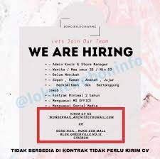 Loker bekasi lowongan kerja pt hyundai motor manufacturing indonesia. Lowongan Kerja Soho By Luciawang Cirebon Lokercirebon Info