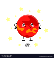 Cute mars planet kawaii characters vect Royalty Free Vector