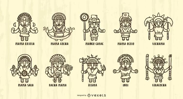Les principales divinités du panthéon inca, généré par IA