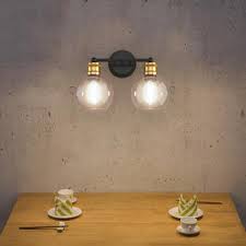 How to change light bulb in round nutone bathroom fan. Gymax 2 Light Head Ball Type Wall Lamp Vanity Light W 7 Round Clear Glass Shade Vintage Wall Sconce Home Bathroom