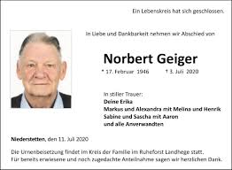 Traueranzeigen von Norbert Geiger