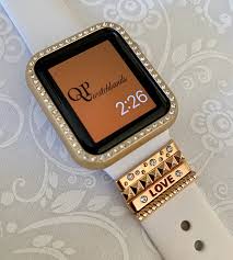 Apple Watch Accessories Gold Bezel Bling Watch Case With Rose Etsy In 2020 Apple Watch Silicone Band Apple Watch Accessories Bands Apple Watch Accessories