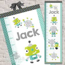Robot Whimsy Fabric Height Chart Personalised 30x106cm