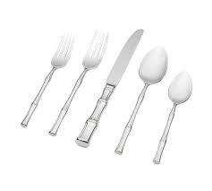 Stainless steel flatware floral pattern. Bamboo Stainless Steel Flatware Pottery Barn