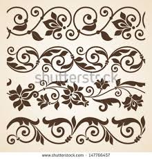 Vector Set Of Floral Elements Seamless Pattern For Frames And Borders Floral Border Design Painting Patterns Stencil Patterns