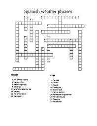 Spanish Weather Vocabulary Crossword Worksheet Weather Vocabulary Spanish Weather Vocabulary