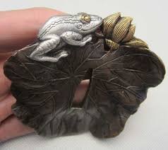 Tsuba Frog Sitting On Lily Pad Solid Copper Japanese Samurai Sword Katana Samurai Swords Samurai Swords Katana Lily Pads