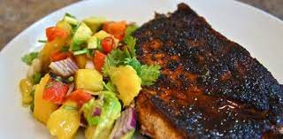 Fresh Is The Taste Blackened Swordfish With Mango Avocado Salsa Mango Avocado Salsa Swordfish Steak Recipe Recipes