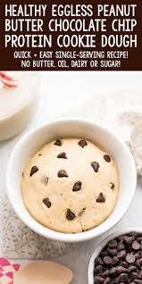 Healthy Single Serving Chocolate Chip Peanut Butter Protein Cookie Dough In 2020 Peanut Butter Protein Cookies Peanut Butter Cookie Dough Recipe Protein Cookie Dough